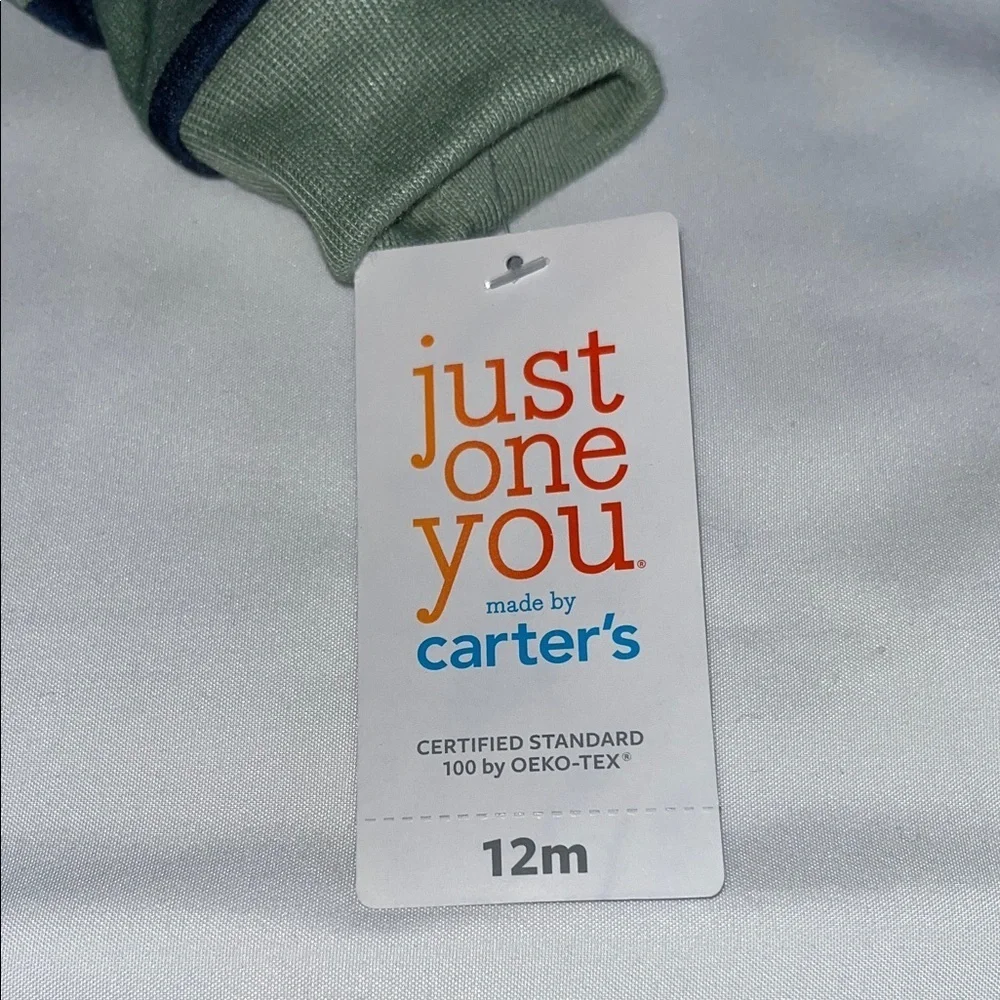 Carter's Green and Navy Striped Footie